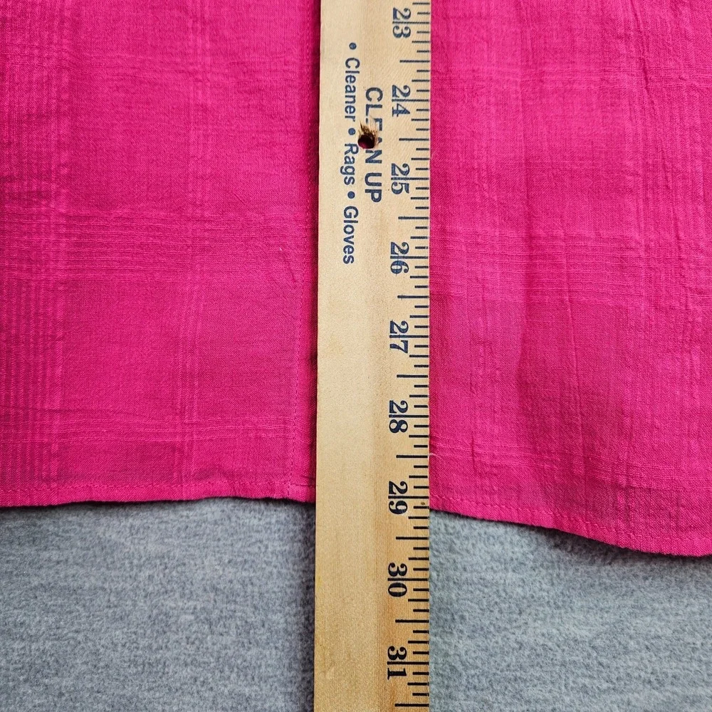 Talbots Plus Petite Women's 2XP Hot Pink Button Front Shirt Long Sleeve
